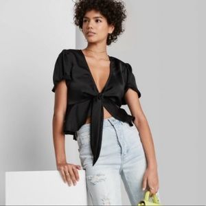 Wild Fable Tie-Front Flutter Top NWT